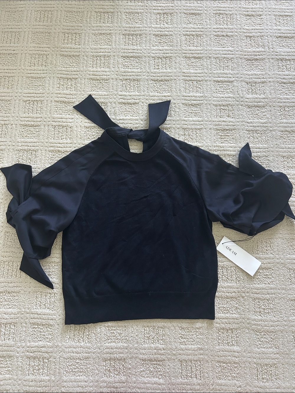 ADEAM Black Tie-Sleeve Sweatshirt